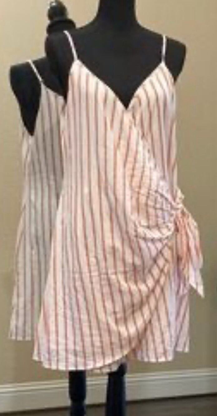 Sage The Label Size Large Wrap dress mini striped adjustable lined button close